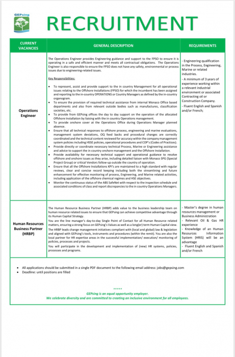 Oferta de empleo de GEPsing